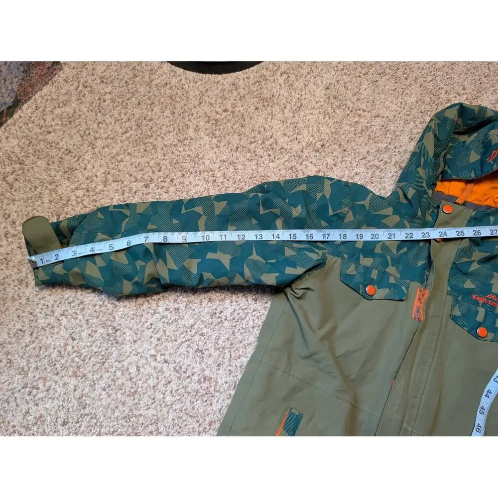 Kathmandu Boys ngx2 Waterproof Hooded Ski Jacket Green Orange Coat Size 8YRS